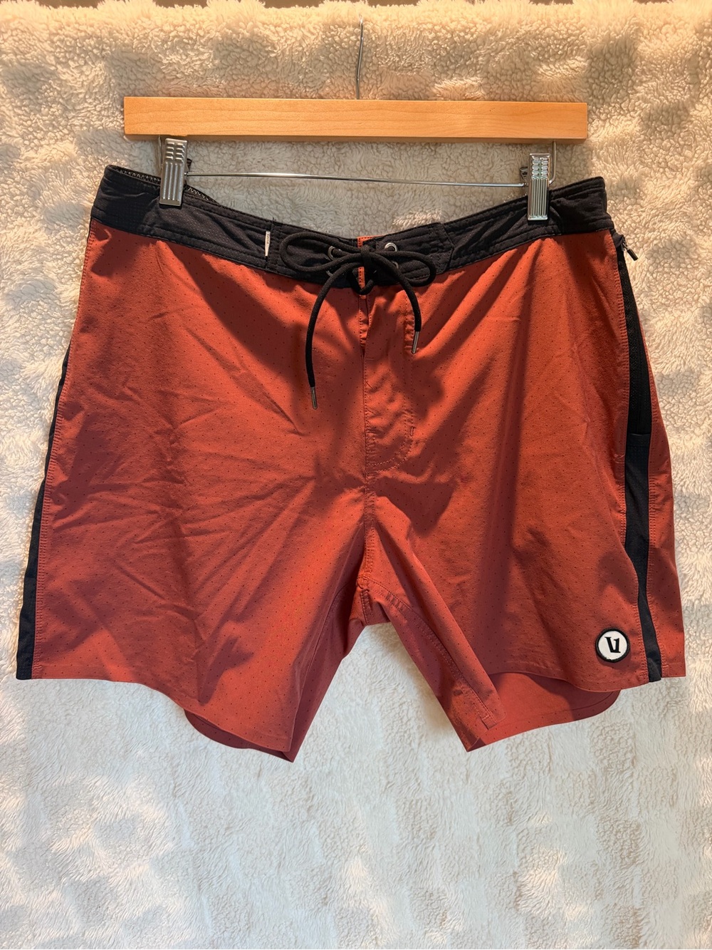Vuori Peak Mens Board Shorts Red Clay 36 Medium